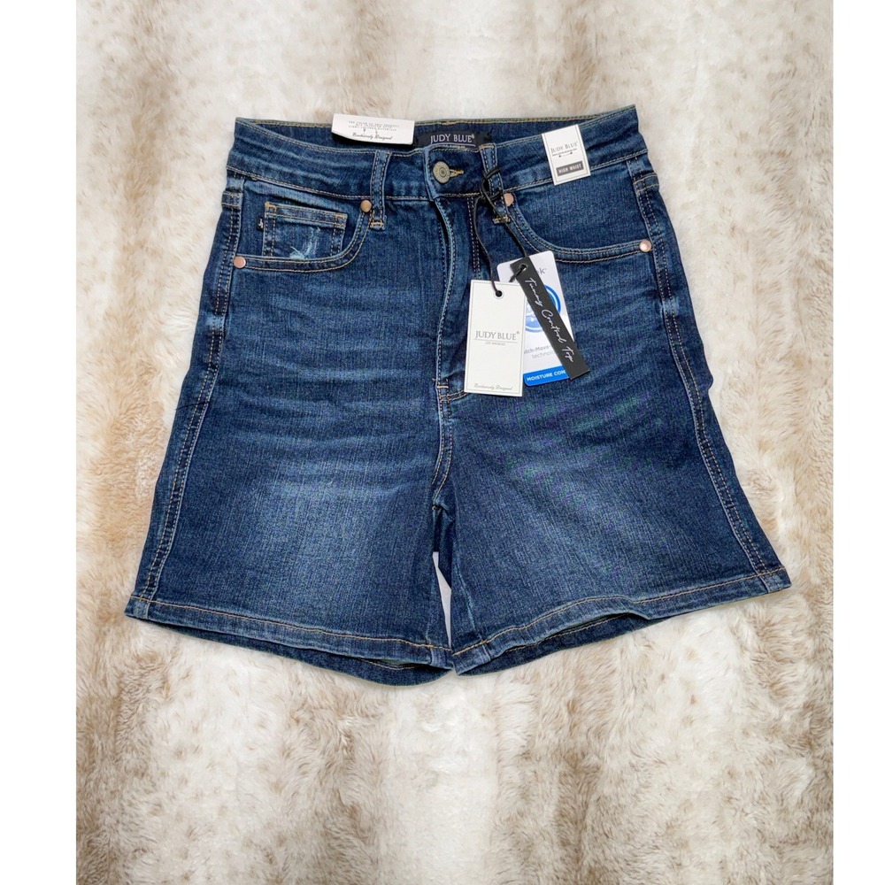 Judy Blue Denim Shorts Womens S Dark Blue NEW High Waist Whiskered
